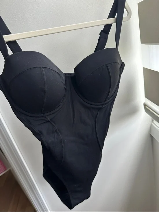 Classic Black Lace-Up One-Piece Swimsuit sample sale new without tags - Picture 4 of 4